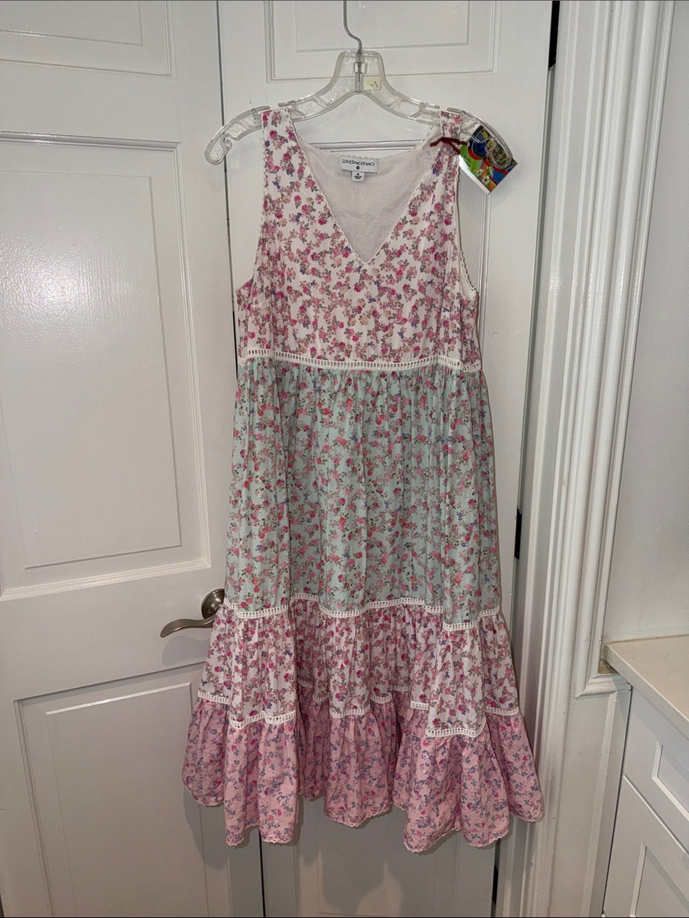 Loveshack Fancy Camille  Babydoll Sleeveless Floral Dress w Liner